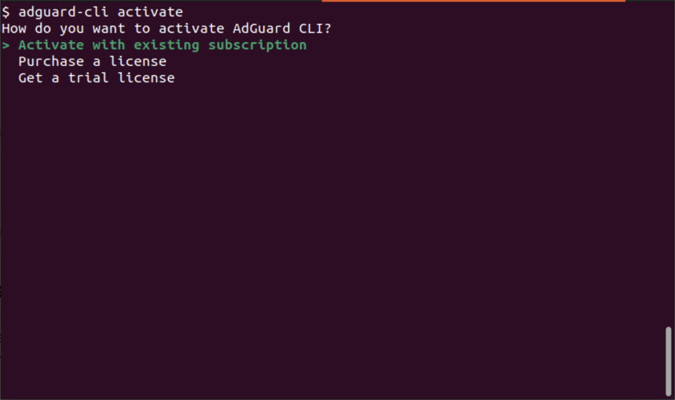 adguard-cli activate