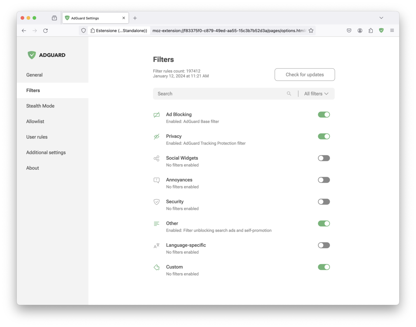 Filters update *mobile border