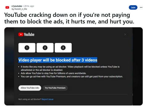 YouTube&rsquo;s anti-adblock in action