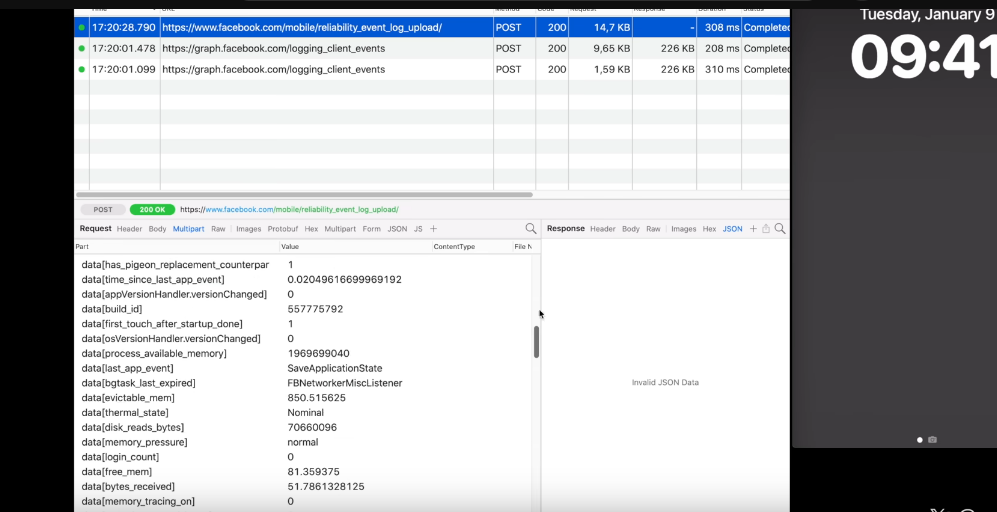 When a user clear a Facebook notification, the app sends detailed information about the user to the external servers